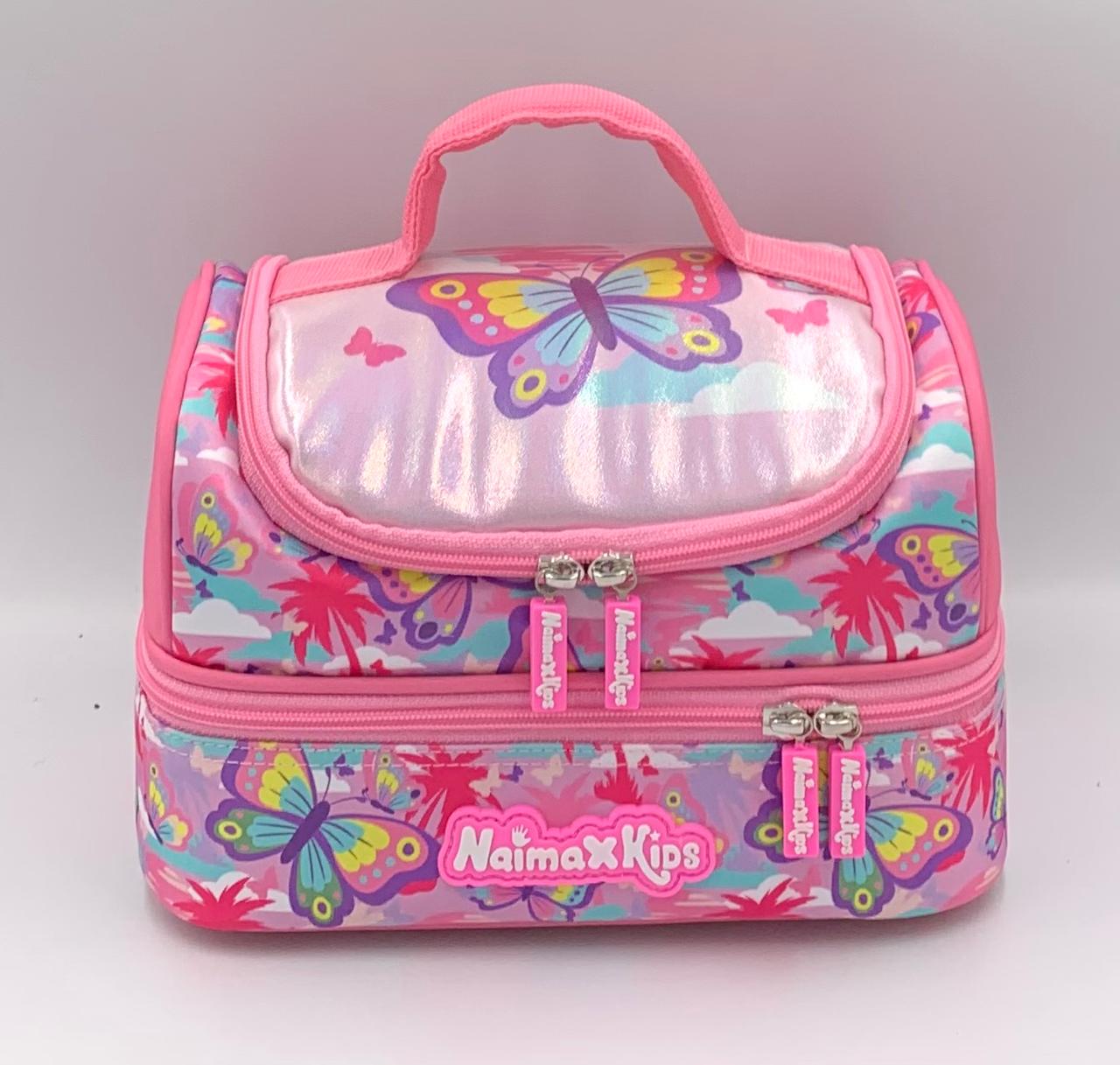 Naimax Kids Lunch Bag Anak Perempuan Karakter Butterfly Pink | Tas Bekal Sekolah Girl Trendy