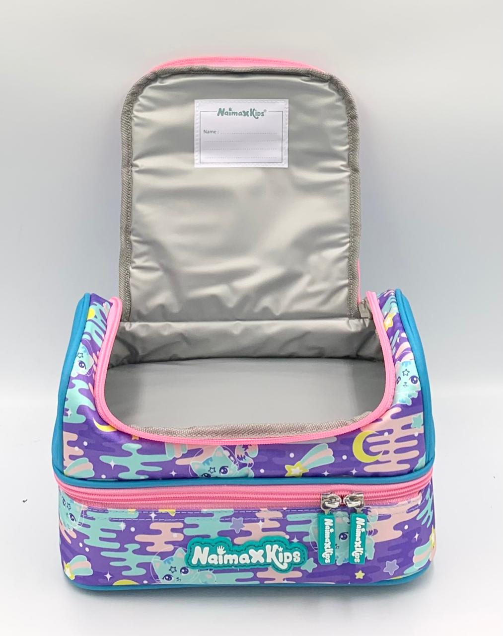 Naimax Kids Tas Bekal Anak Perempuan Lunch Bag Anak Lucu Untuk Bekal Sekolah Karakter Cat Blue - Gambar 5