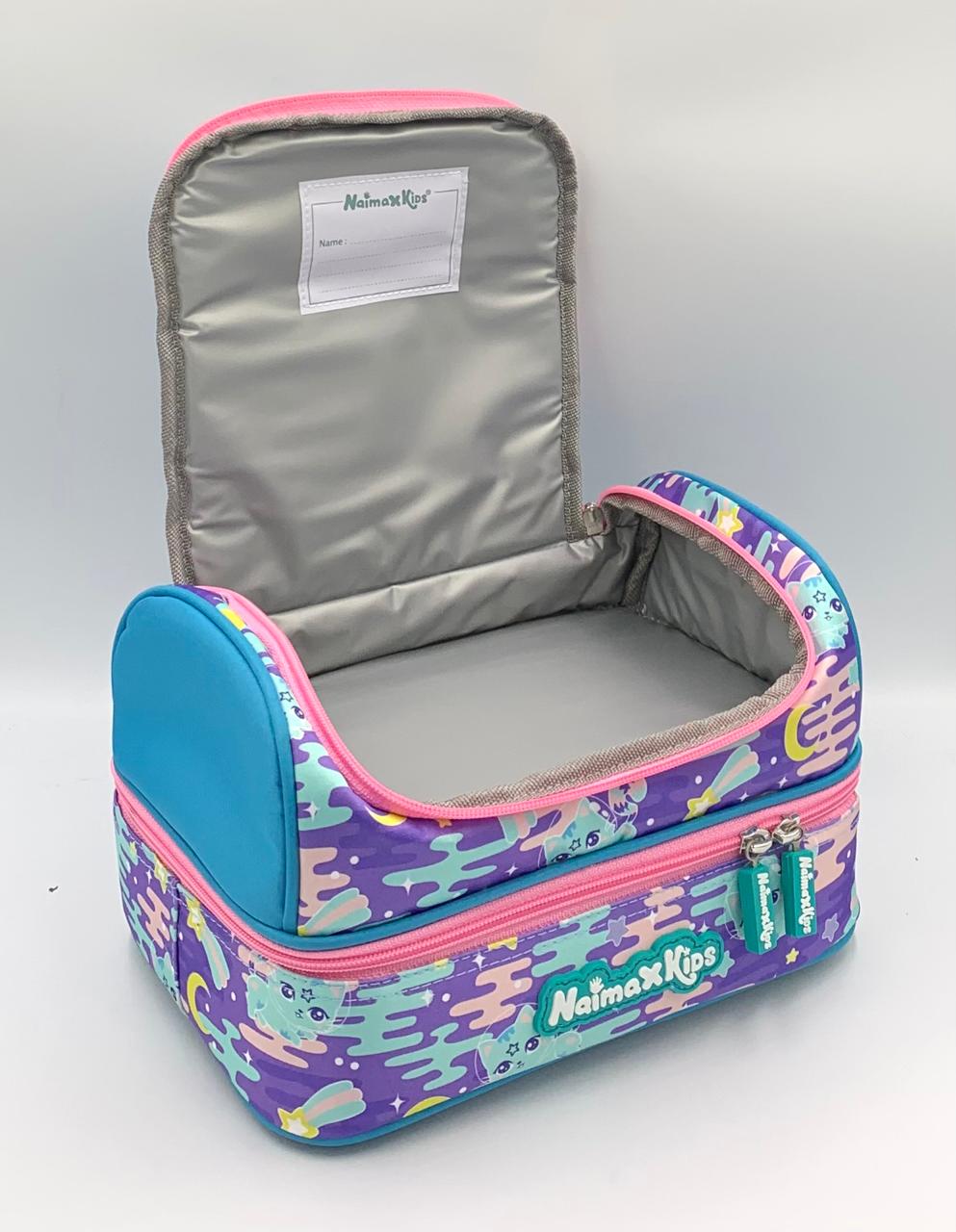 Naimax Kids Tas Bekal Anak Perempuan Lunch Bag Anak Lucu Untuk Bekal Sekolah Karakter Cat Blue - Gambar 4