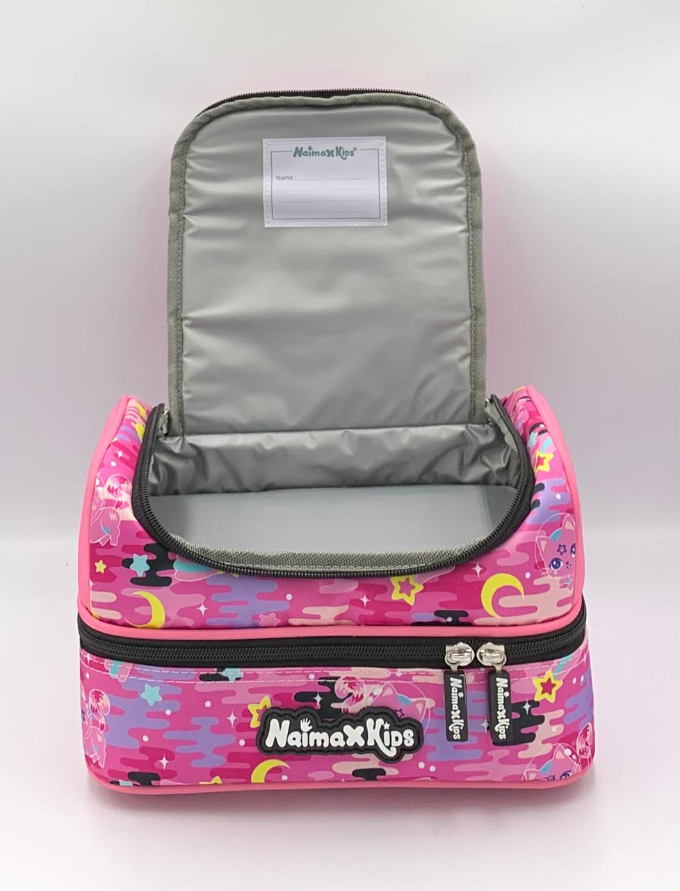 Naimax Kids Tas Bekal Anak Perempuan Karakter Cat Pink | Lunch Bag Anak Motif Kartun Cute - Gambar 4
